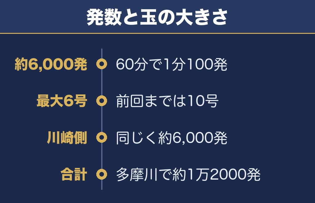 二子玉花火大会2026は何発？約6000発で最大号数は6号