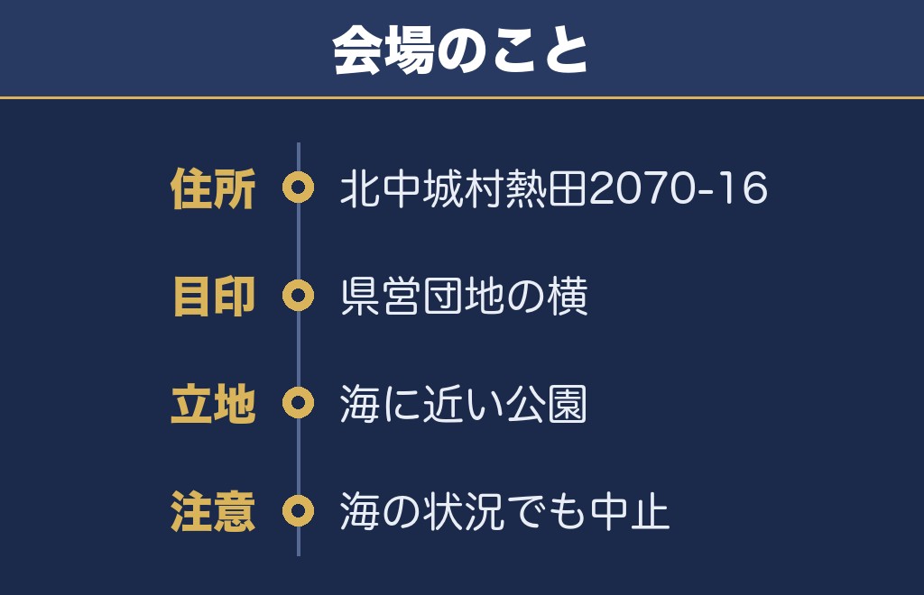 北中城まつり2026の打ち上げ場所はしおさい公苑