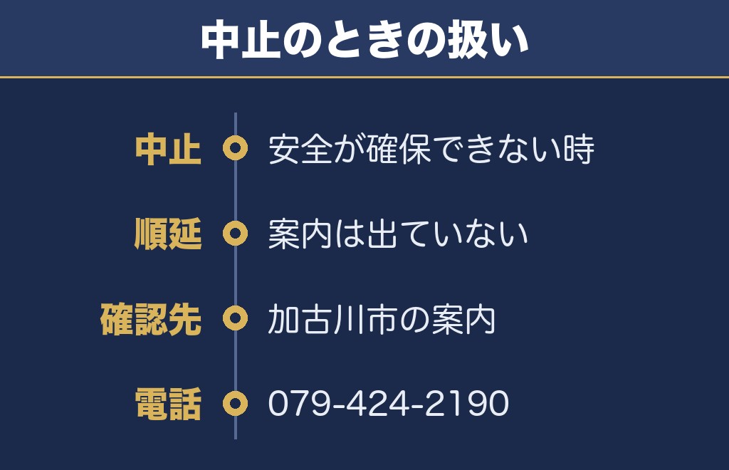 加古川花火大会2026が雨のときと中止の判断