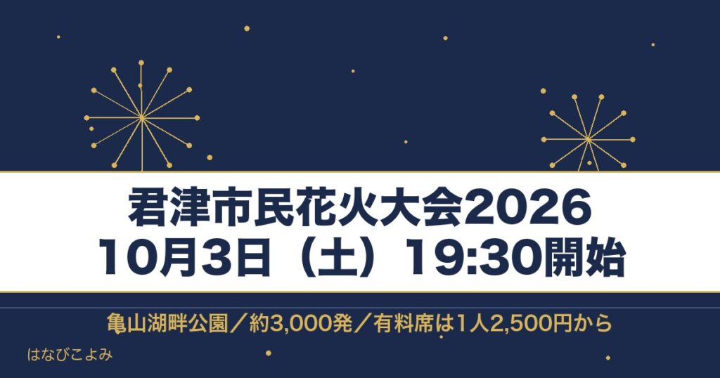 君津市民花火大会2026の日程は10月3日！時間と打ち上げ場所も