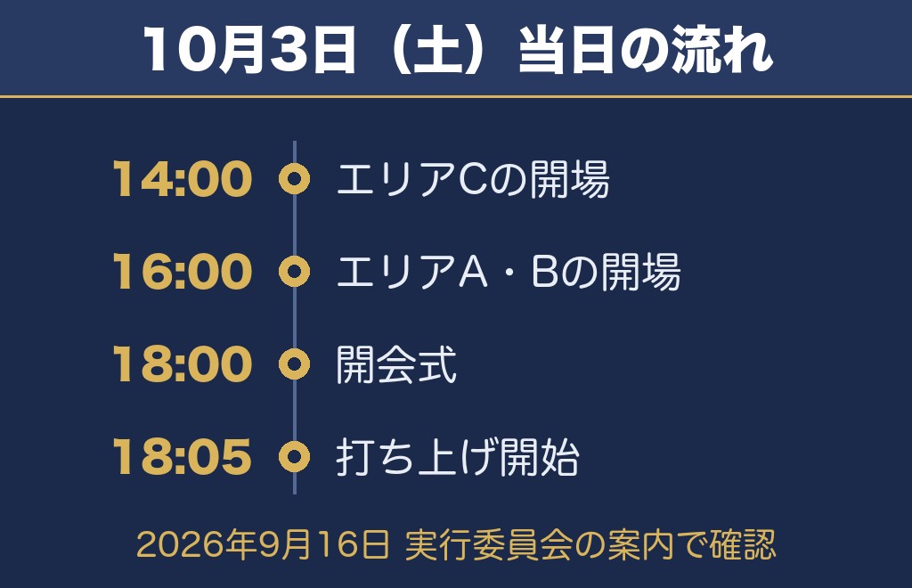 小山花火大会2026の日程は10月3日で時間は18時から