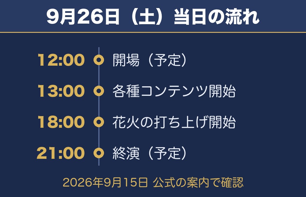 大洗花火大会2026の日程は9月26日で花火は18時から19時30分