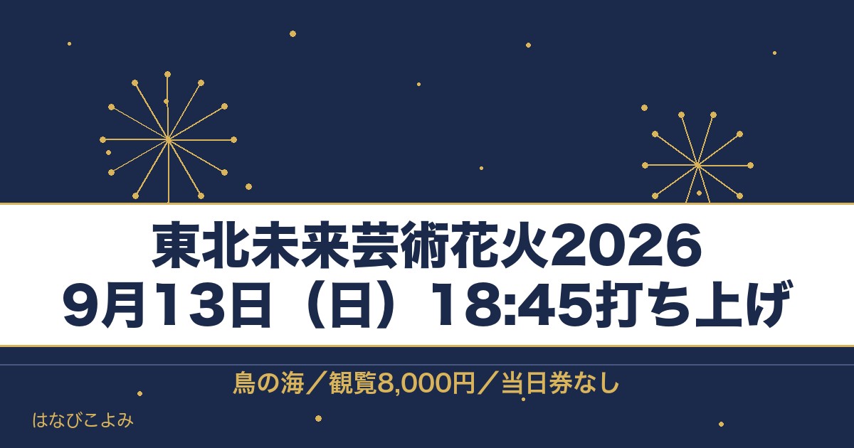 東北未来芸術花火2026の日程は9月13日！時間と打ち上げ場所も