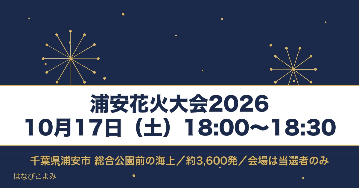 浦安花火大会2026の日程は10月17日!時間と打ち上げ場所