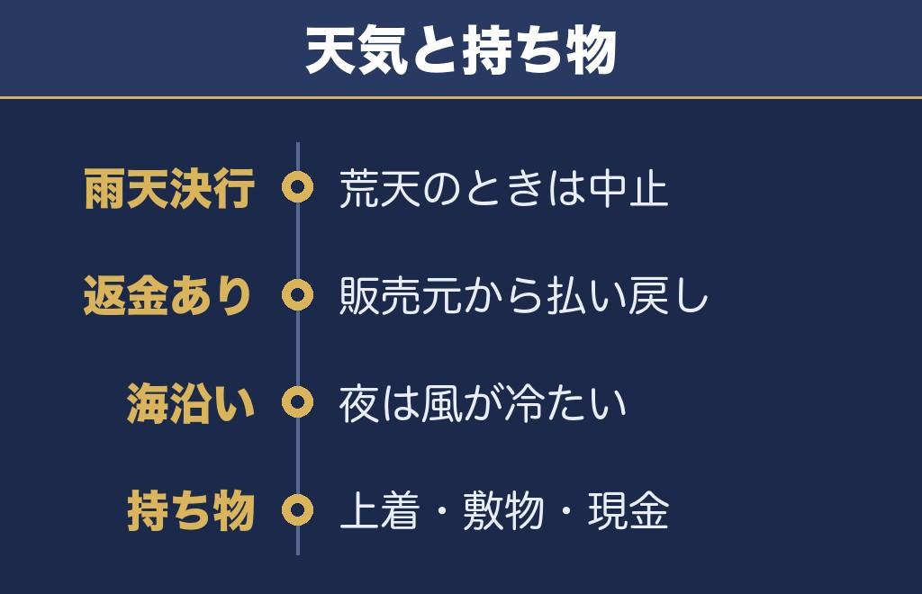 若狭おおいのスーパー大火勢2026の雨天中止・持ち物