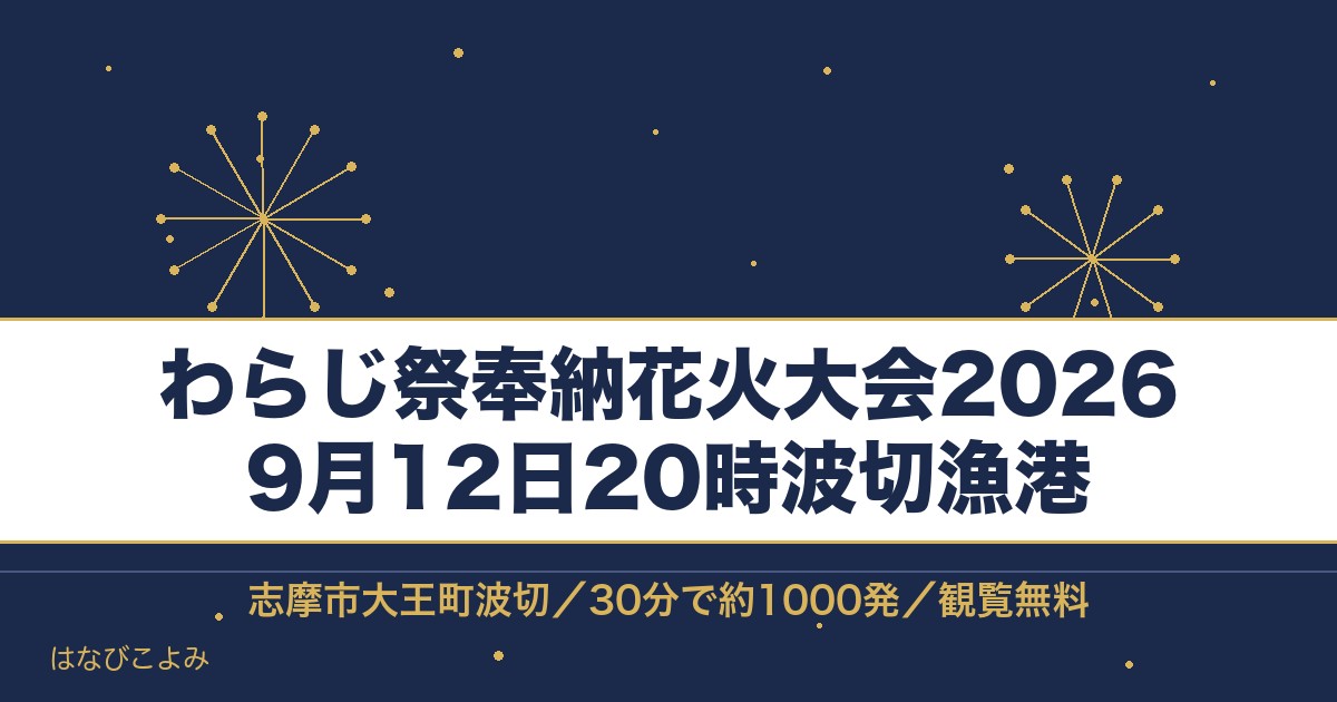 わらじ祭奉納花火大会2026の日程は9月12日！時間と場所も