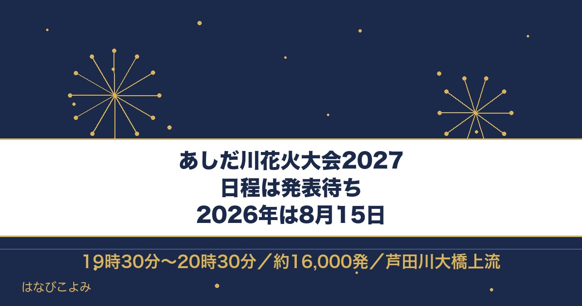 あしだ川花火大会2027はいつ?2026年の時間と有料席も