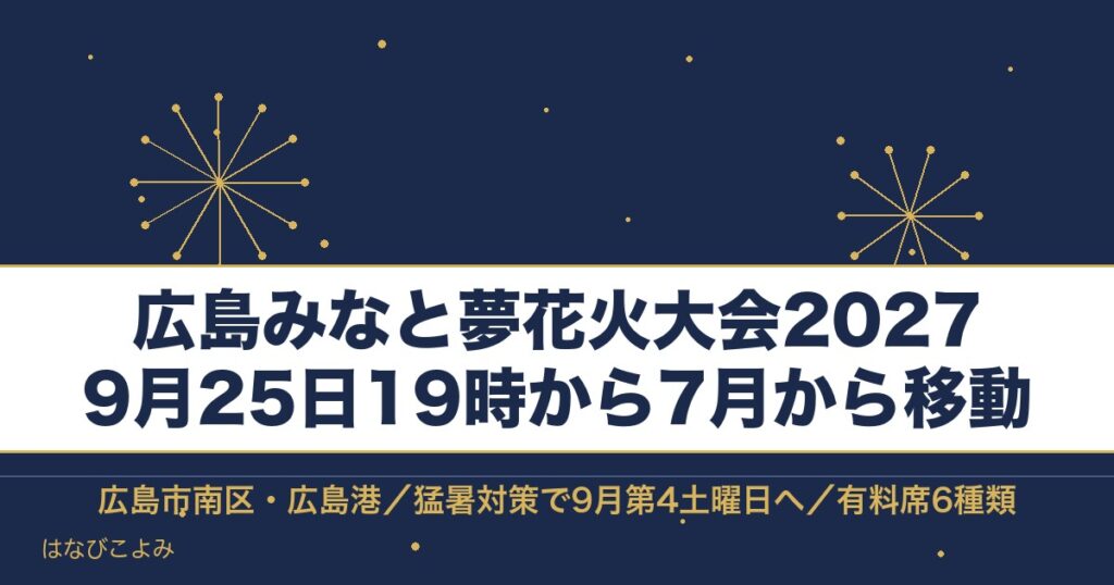 広島みなと夢花火大会2027の日程は9月25日！時間と有料席も