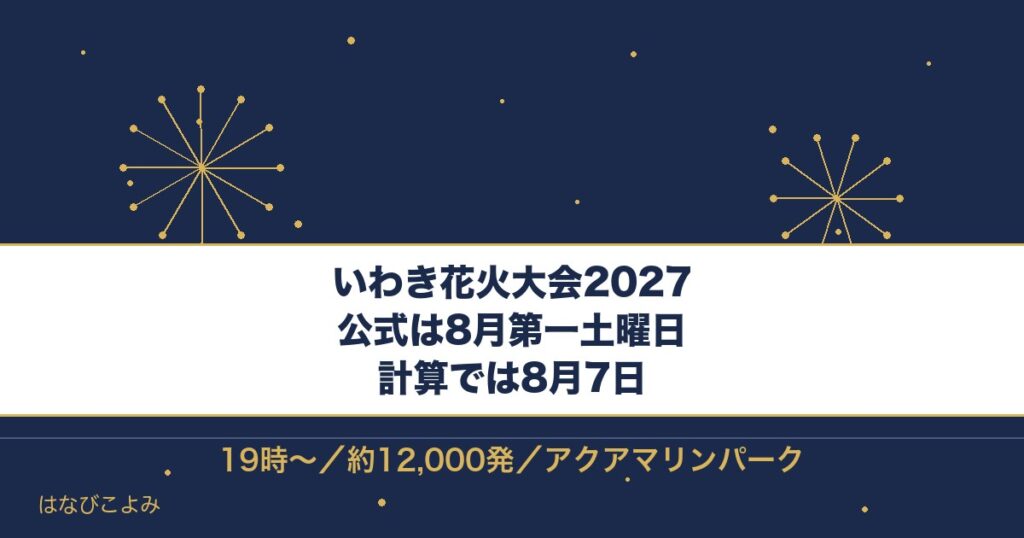 いわき花火大会2027は8月7日と予想！有料席と駐車場も