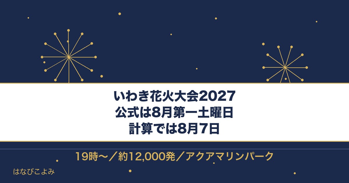 いわき花火大会2027は8月7日と予想！有料席と駐車場も