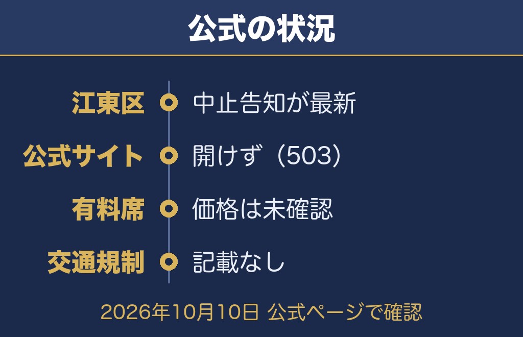 江東花火大会の公式情報で確認できたこと【2026年10月10日時点】