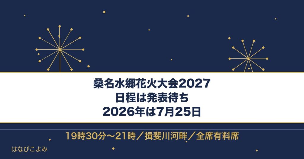 桑名水郷花火大会2027はいつ？2026年の時間とチケットも