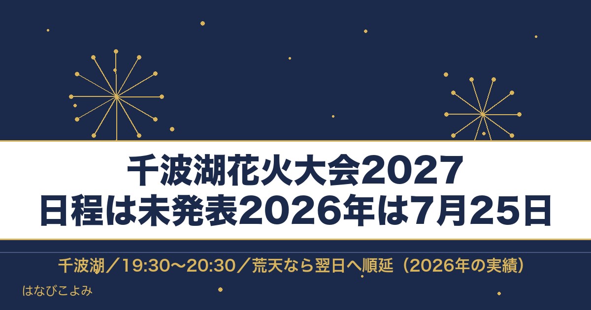 千波湖花火大会2027の日程はいつ？時間と有料席・場所も