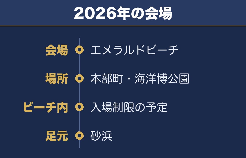 海洋博美ら海花火大会の打ち上げ場所はエメラルドビーチ